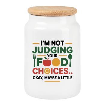Not Judging Your Food Choices Dietitian Expert  - Cookie Jar with Wooden Lid - white - Front