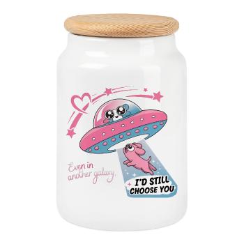 Humour Chien Amour Infini Cadeau Maîtresse Maître - Boîte à biscuits avec couvercle en bois - blanc - Devant