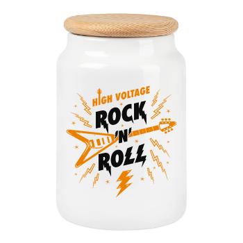 Hochspannungs-Rock'n'Roll-Gitarre - Keksdose mit Holzdeckel - Weiß - Vorne