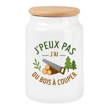 J'peux pas j'ai du bois à couper - Boîte à biscuits avec couvercle en bois - blanc - Devant