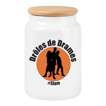 Funny Slam Dramas - Cookie Jar with Wooden Lid - white - Front