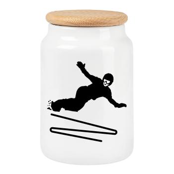 Snowboard - Keksdose mit Holzdeckel - Weiß - Vorne