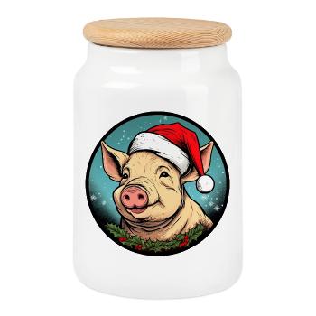 Noël Porcelet - Boîte à biscuits avec couvercle en bois - blanc - Devant