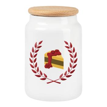 Kuchen Schoko sosse - Keksdose mit Holzdeckel - Weiß - Vorne