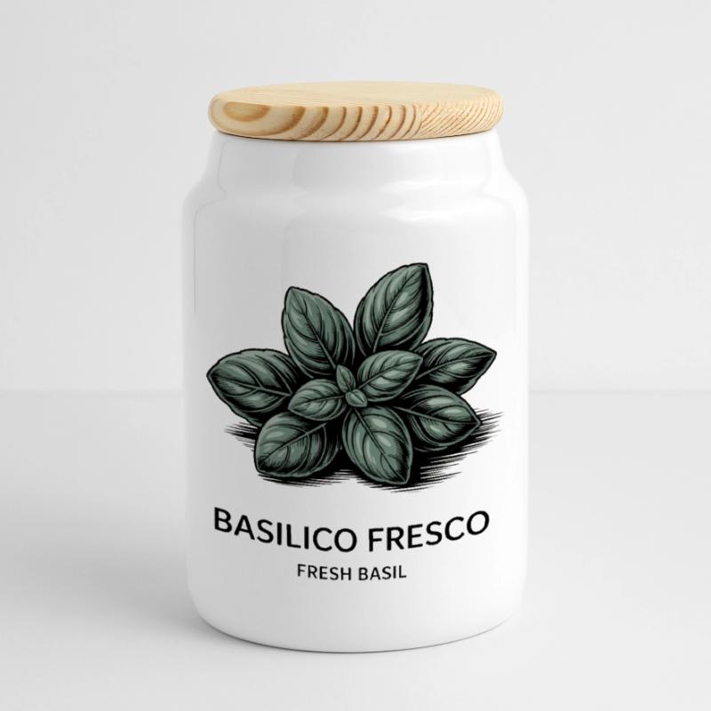 Fresque basilicale – basilic Boîte à biscuits avec couvercle en bois