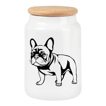 T-shirt Bulldog français Black Bulldogs - Boîte à biscuits avec couvercle en bois - blanc - Devant