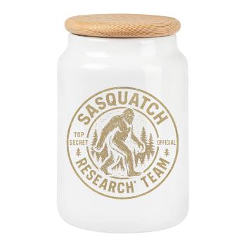 Équipe de recherche Sasquatch Drôle Cryptide Bigfoot - Boîte à biscuits avec couvercle en bois - blanc - Devant