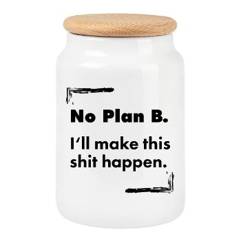 No Plan B – Clean Typo Spruch minimalistisch - Keksdose mit Holzdeckel - Weiß - Vorne