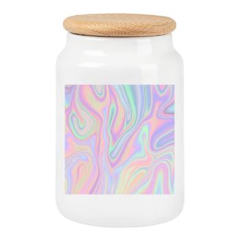 Irideszierende Abstrakte Liquid Pastel Muster - Keksdose mit Holzdeckel - Weiß - Vorne