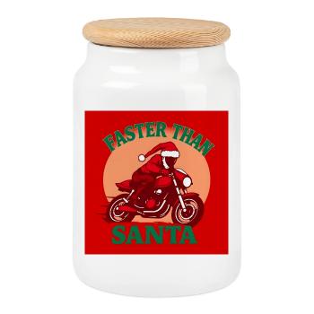 Faster than Santa - Keksdose mit Holzdeckel - Weiß - Vorne