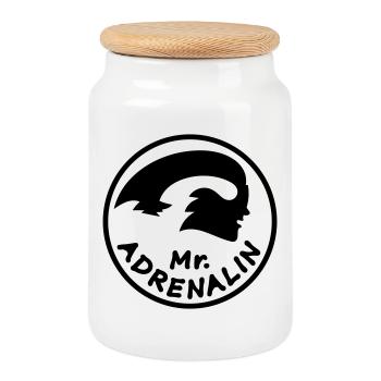 Monsieur Course Adrénaline - Boîte à biscuits avec couvercle en bois - blanc - Devant