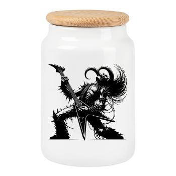 Dieu du rock des enfers Le métal tue le silence - Boîte à biscuits avec couvercle en bois - blanc - Devant