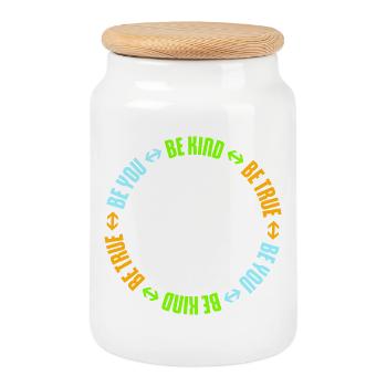 Sois gentil, sois sincère, sois toi-même, un amour de soi inspirant - Boîte à biscuits avec couvercle en bois - blanc - Devant