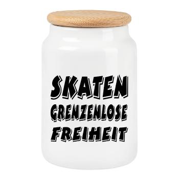 Skating - Cookie Jar with Wooden Lid - white - Front