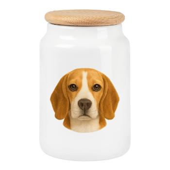 Beagle Head Portrait Animal Love - Cookie Jar with Wooden Lid - white - Front