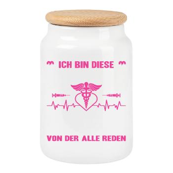 Ich Bin Diese Ärztin Von Dem Alle Reden  - Keksdose mit Holzdeckel - Weiß - Vorne