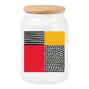 Art scandinave : géométrie abstraite en rouge-orange - Boîte à biscuits avec couvercle en bois - blanc - Devant