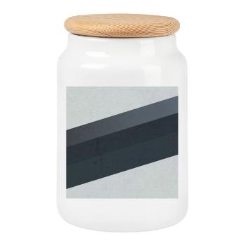 Scandi Geometric Art Grau Sand - Keksdose mit Holzdeckel - Weiß - Vorne