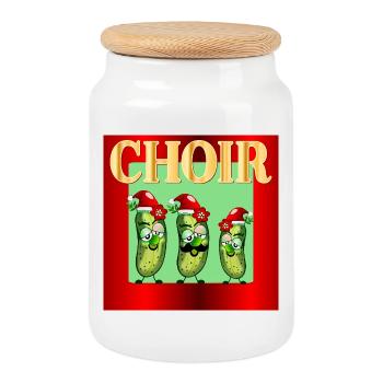Christmas Santa Choir Pickles - Cookie Jar with Wooden Lid - white - Front