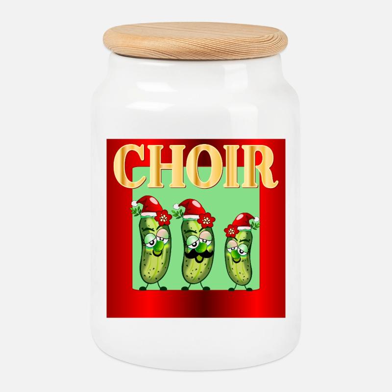 Weihnachts-Weihnachts-Chor-Gurken - Keksdose mit Holzdeckel - Weiß