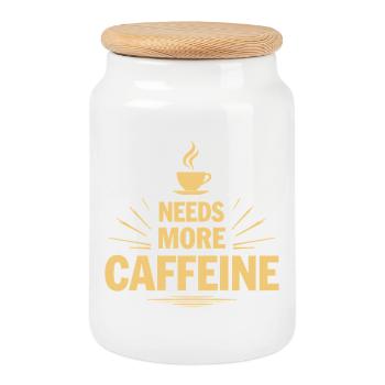 Needs More Caffeine Ich brauche mehr Kaffee - Keksdose mit Holzdeckel - Weiß - Vorne