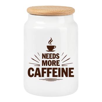 Needs More Caffeine Ich brauche mehr Kaffee - Keksdose mit Holzdeckel - Weiß - Vorne