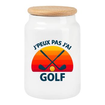 Golfe au coucher soleil croisé - Boîte à biscuits avec couvercle en bois - blanc - Devant
