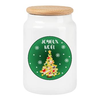 Joyeux Noël Pommes de Terre - Boîte à biscuits avec couvercle en bois - blanc - Devant