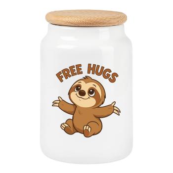 Cadeau de câlins gratuits mignons pour paresseux - Boîte à biscuits avec couvercle en bois - blanc - Devant