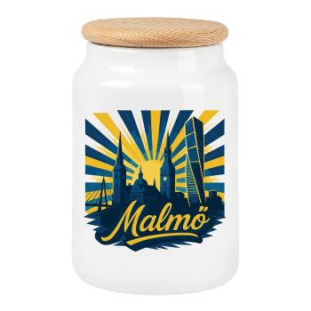 Malmö City, Suède Cadeau épique cool - Boîte à biscuits avec couvercle en bois - blanc - Devant