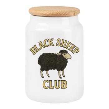Emblème du Club des Moutons Noirs - Boîte à biscuits avec couvercle en bois - blanc - Devant