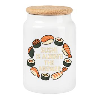 Le sushi est toujours la solution - Boîte à biscuits avec couvercle en bois - blanc - Devant