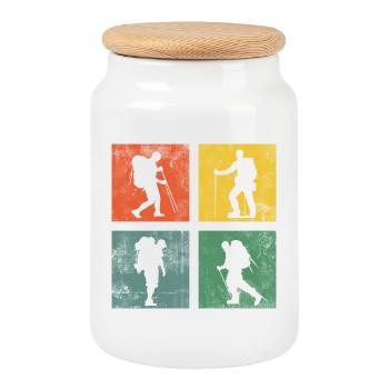 Wandern Wanderung Berge Retro - Keksdose mit Holzdeckel - Weiß - Vorne