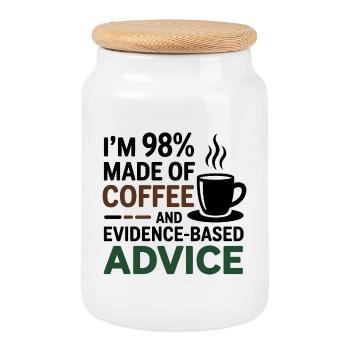 98% Coffee Evidence-Based Advice Dietitian  - Cookie Jar with Wooden Lid - white - Front