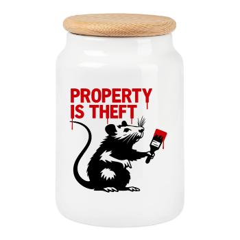 Red Graffiti Quote Print - Cookie Jar with Wooden Lid - white - Front