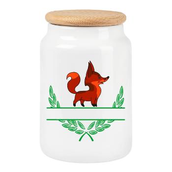 Renard avec espace de noms - Boîte à biscuits avec couvercle en bois - blanc - Devant
