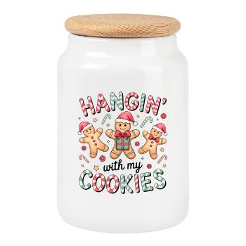 Trio de Noël Hangin' Cookies - Boîte à biscuits avec couvercle en bois - blanc - Devant