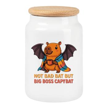 Capybat Tee for Cute Animal and Fantasy Fans - Cookie Jar with Wooden Lid - white - Front