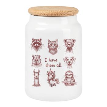 Ich habe die alle - Tierischer Kuschelhaufen - Keksdose mit Holzdeckel - Weiß - Vorne
