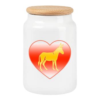 donkey - Cookie Jar with Wooden Lid - white - Front