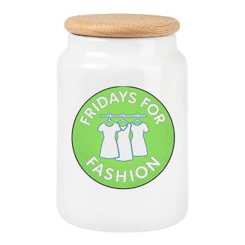 Fridays for Fashion Clothing Hanger - Cookie Jar with Wooden Lid - white - Front