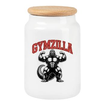 Gymzilla - Motivational Gym Quote - Keksdose mit Holzdeckel - Weiß - Vorne