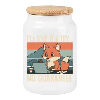 Je vais essayer – Fox Laptop Humor - Boîte à biscuits avec couvercle en bois - blanc - Devant