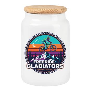 Freeride Gladiators Peak Fahrt - Keksdose mit Holzdeckel - Weiß - Vorne