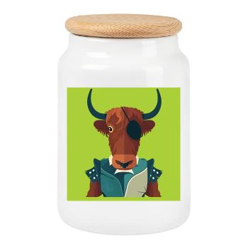 MENSCHLICHER STIER – Baby & Kinder - Keksdose mit Holzdeckel - Weiß - Vorne