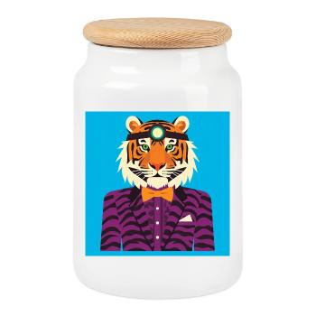 HUMAN TIGER - baby & kids - Boîte à biscuits avec couvercle en bois - blanc - Devant