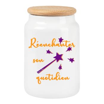 Réenchanter son quotidien - Boîte à biscuits avec couvercle en bois - blanc - Devant