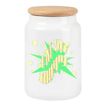 I'm happy Pop Art Explosion at so happy - Cookie Jar with Wooden Lid - white - Front