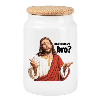 Sérieusement mec - Boîte à biscuits avec couvercle en bois - blanc - Devant