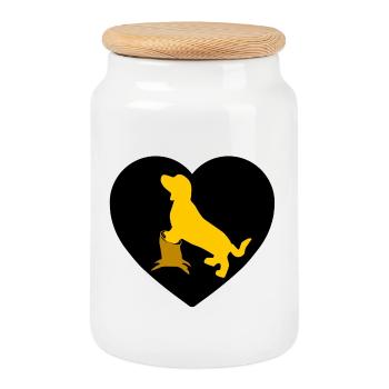 Dachshund - Cookie Jar with Wooden Lid - white - Front